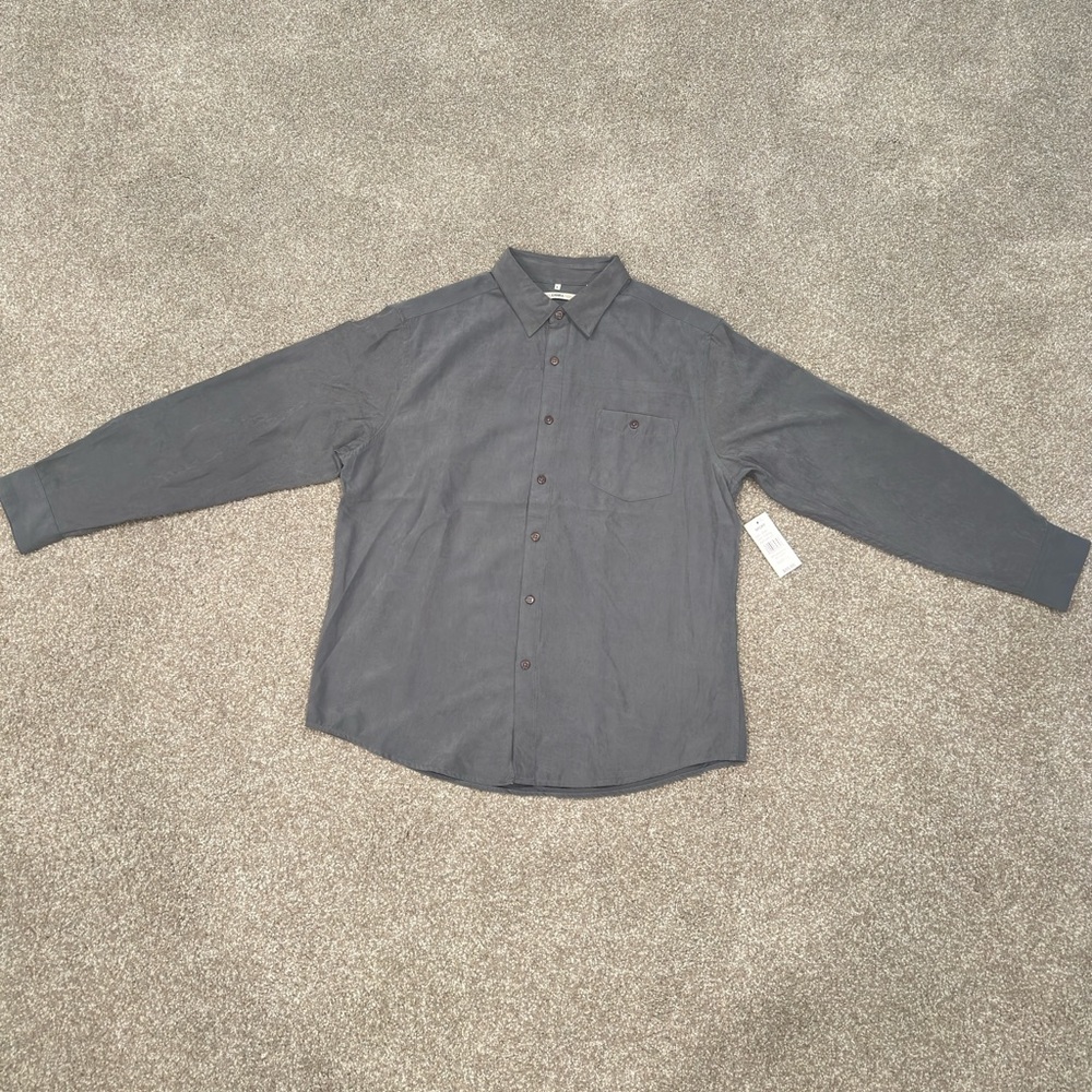 Men's Gray Long Sleeve Button Down